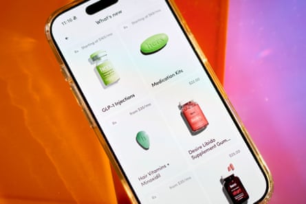 Supplements and medications available for order on a phone screen