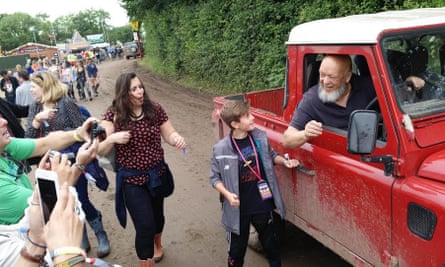 Michael Eavis arrives on site at Glastonbury 2016.