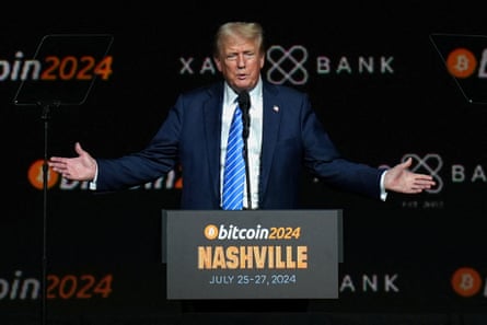 Donald Trump at the Bitcoin 2024 event in Nashville, Tennessee, in July 2024.