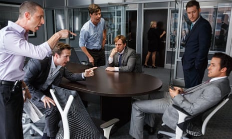 Jeremy Strong, Rafe Spall, Hamish Linklater, Steve Carell, Jeffry Griffin and Ryan Gosling in The Big Short