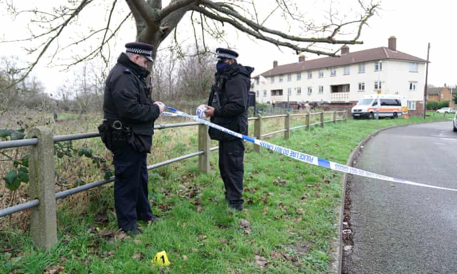 Police at Philpot's Farm in Yiewsley, where the 16-year-old was stabbed.