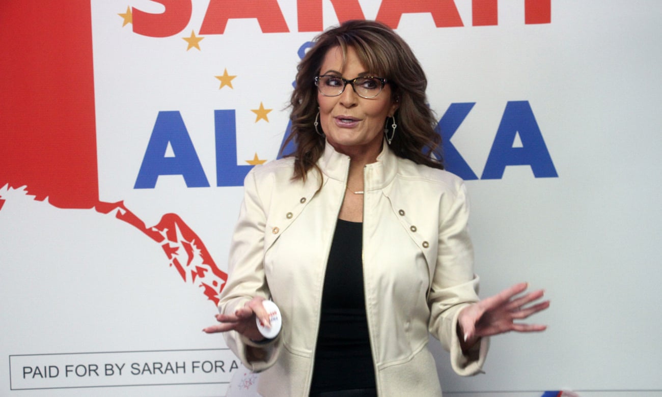 Sarah Palin addresses supporters at the opening of her new campaign headquarters in Anchorage, Alaska, in April.