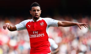 Francis Coquelin in action for Arsenal during their Premier League match against Manchester United.