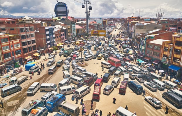 Traffic in El Alto. In 2053 maybe minibuses will be able to step over the congestion?