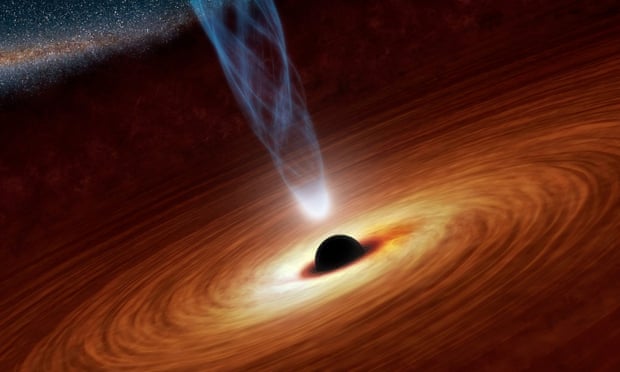 A Nasa illustration of a supermassive black hole. Before the V404 Cygni observations, similar outbursts had only been seen as intense flashes of x-rays and gamma-rays, using high-spec telescopes.<br>