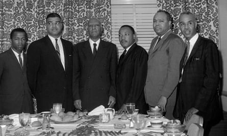 John Lewis on the far left with other major American leaders of the black civil rights movement including Martin Luther King in 1963 in New York.