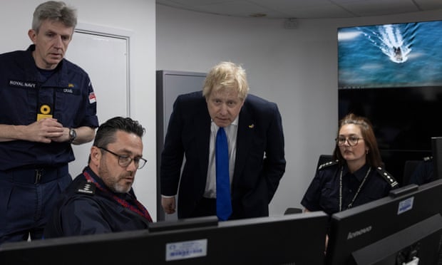 Boris Johnson visiting the command room of the maritime rescue coordination centre in Dover