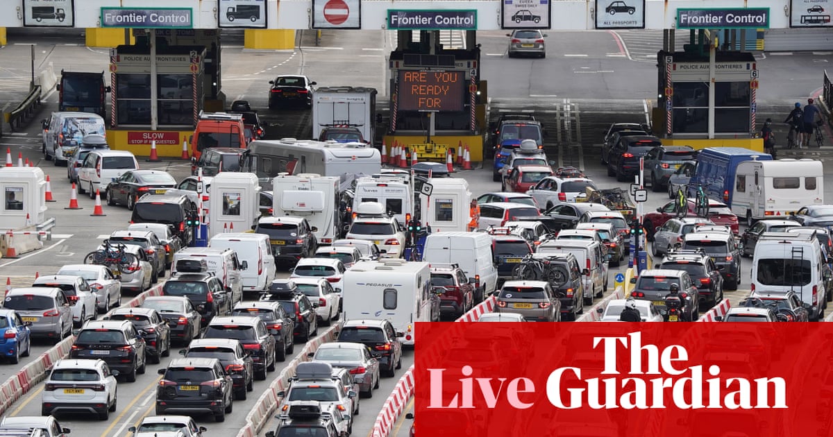 Travellers face more chaos at Dover as France and UK trade blame over gridlock – live
