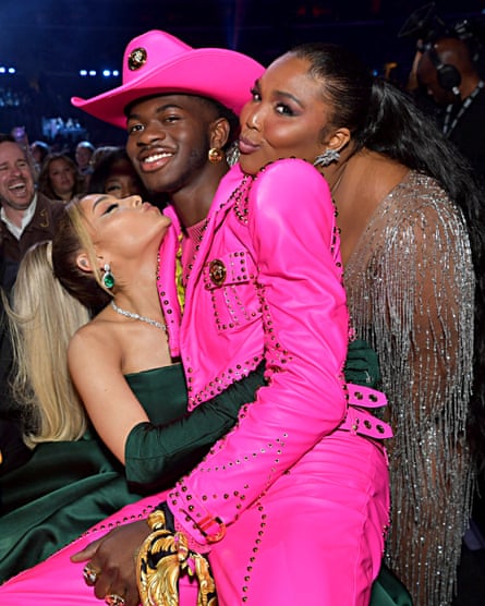 Overlooked … Lil Nas X with Ariana Grande, left, and Lizzo.