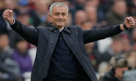 Tottenham Hotspur’s new manager Jose Mourinho celebrates after Harry Kane scores Spurs’ third goal.
