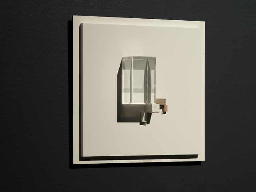 coffee cup represented by prisms, including a large clear one