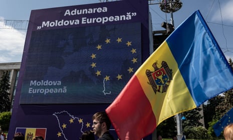 A pro-EU rally in Chisinau, Moldova, 21 May 2023.