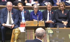 Jeremy Corbyn addresses Theresa May during PMQs.