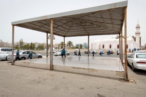 A car park next to the Jaffali Mosque in Jeddah. Executions are carried out here under the canopy in the centre of the car park on some Mondays