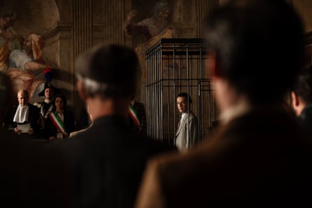 In the dock … Marco Bullitta as Stefano Mele in the Netflix series.