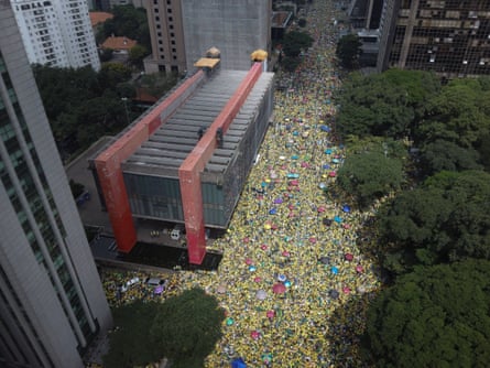 Thousands turn out to São Paulo’s Paulista Avenue.