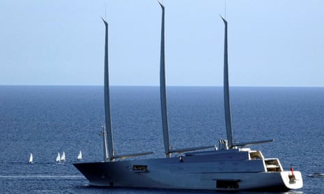 Sailing Yacht A pictured near Monaco harbour in May 2017. 