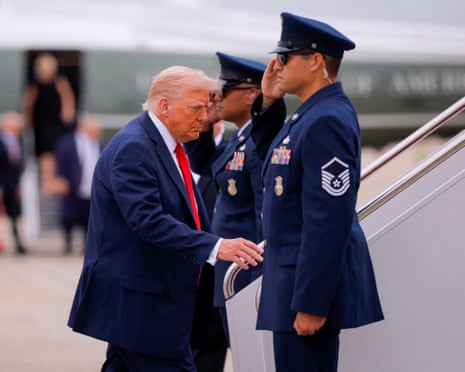 Donald Trump departs to attend memorial service for Charlie Kirk.