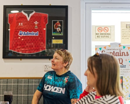 A Wales shirt of Jac Morgan on the wall.