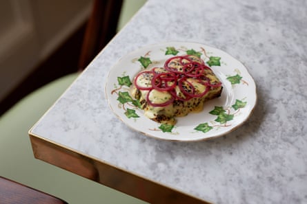 Like a ‘cheesy stained-glass window’: the rarebit with pickled onions at Beckford Canteen, Bath.