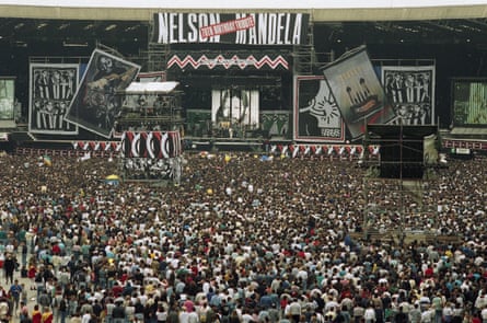 The Nelson Mandela 70th Birthday Tribute Concert at Wembley Stadium in London, 11 June 1988.