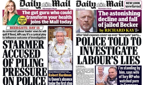 Tuesday’s Daily Mail, left, and a previous front page urging the police to act.