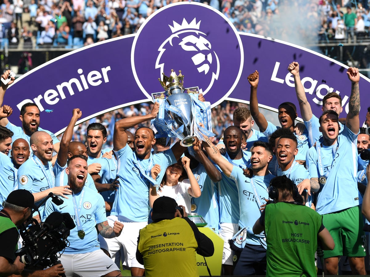 Manchester City Given Premier League Trophy After Draw With Huddersfield Live Football The Guardian