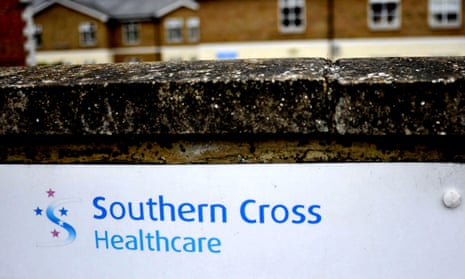 Sign outside Southern Cross healthcare home