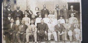 Leaders of the Liberty League, an activist group, sit for a photograph in 1918. Trotter is fifth from right in the front row.