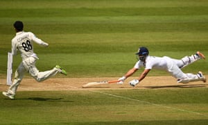 Rishabh Pant of India survives a run out attempt from Devon Conway.