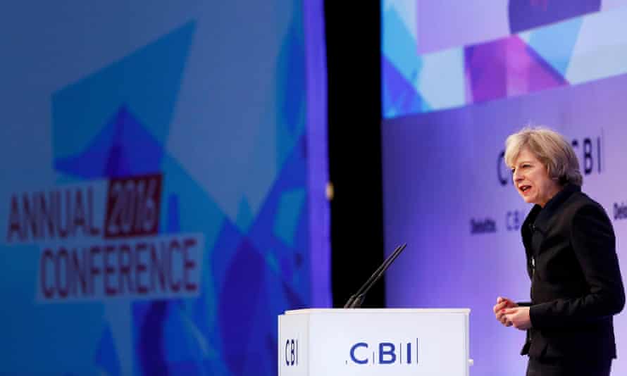 Theresa May addresses the CBI conference