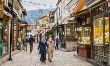 The cobbled streets of Skopje’s Old Bazaar area.