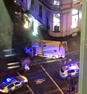 Police arrive on the scene at London bridge