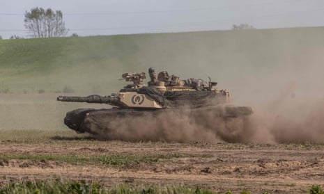 A US Abrams tank is seen as troops from Poland, USA, France and Sweden take part in a military exercise in Nowogrod, Poland.