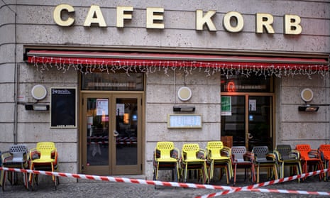 A closed cafe in Vienna, Austria, 22 November 2021.