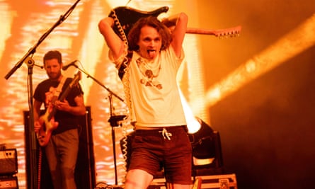 Stu Mackenzie performing with King Gizzard & the Lizard Wizard in Milan earlier this month.