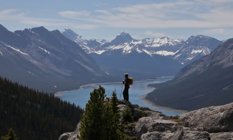 Kevin Rushby takes in a view of Spray Lakes reservoir in the Rockies.