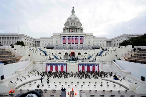 Preparations are made prior to a dress rehearsal for the 59th inaugural ceremony for president-elect Joe Biden and vice President-elect Kamala Harris.