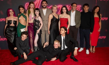 Mikey Madison, Sean Baker, Mark Eydelshteyn, Karren Karagulian, Vache Tovmasyan, Luna Sofia Miranda, and Lindsey Normington, along with the cast and crew, attend Anora’s New York premiere on 15 October 2024.