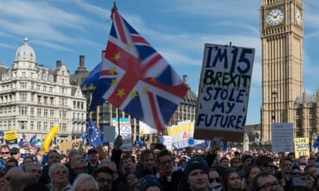 The Unite for Europe rally in Parliament Square on 25 March before the government formally invoked article 50