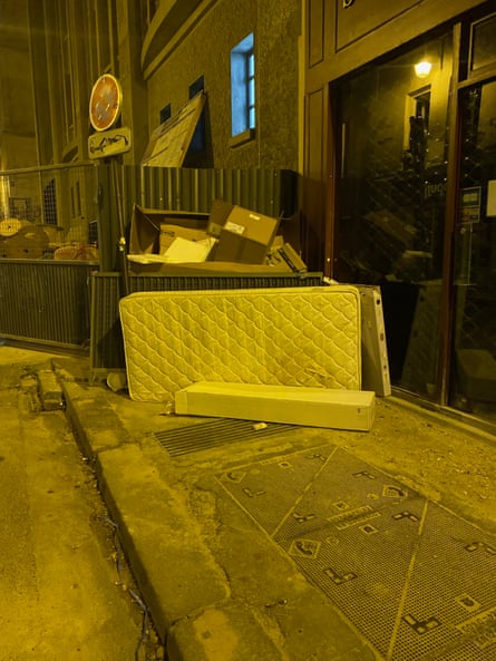 A mattress left outside in Paris’s third arrondissement.