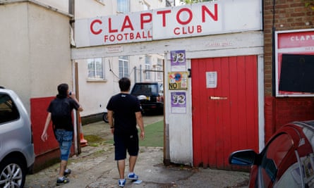 Supporters enter the Old Spotted Dog Ground, Clapton’s home since 1888.