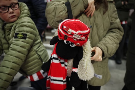 General view of a fan with a Sheep cuddly toy with Sunderland hat and scarf inside the stadium.