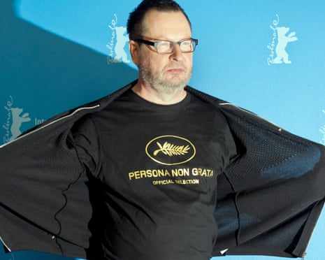 Lars Von Trier flaunts his former persona non grata status - now rescinded by Cannes – while at the Berlin film festival in 2014.