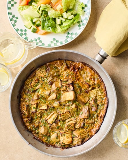 Yasmin Khan’s Aubergine and barberry kuku.