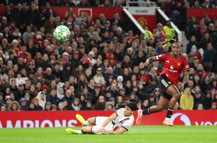 A fine finish from Melvine Malard (right) gives Manchester United the lead.