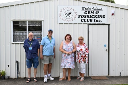 (Left to right) Bribie Island Gem and Fossicking Club members Barry Anderson, Bill Sargent, Julie Evans and Sandra Moran.