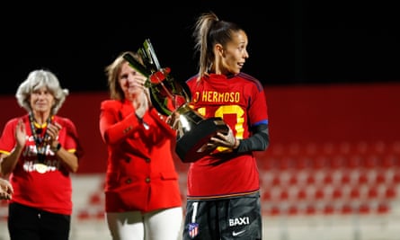 ‘It’s over’: Spain takes stand after Luis Rubiales saga spoils World Cup win | Spain women's football team 6 The Atlético Madrid keeper Lola Gallardo wears a shirt in support of Jenni Hermoso.