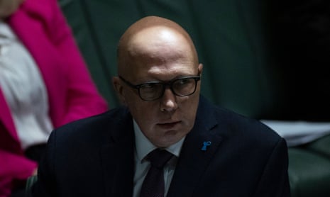The Opposition leader, Peter Dutton, during question time.