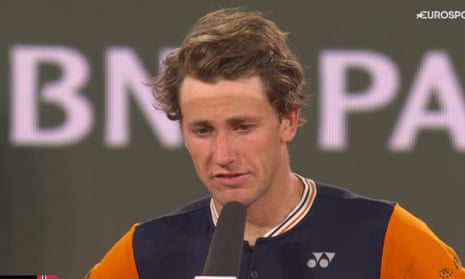 casper ruud's headband has given him a tan-line